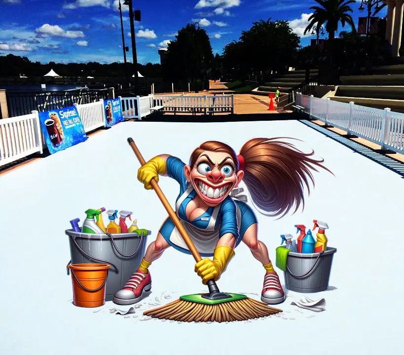 Czyszczenie lodowiska syntetycznego 